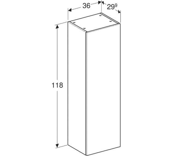 Шкафчик GEBERIT Smyle Square боковой высокий с одной дверцей 1180 мм 00000072196 500.361.00.1