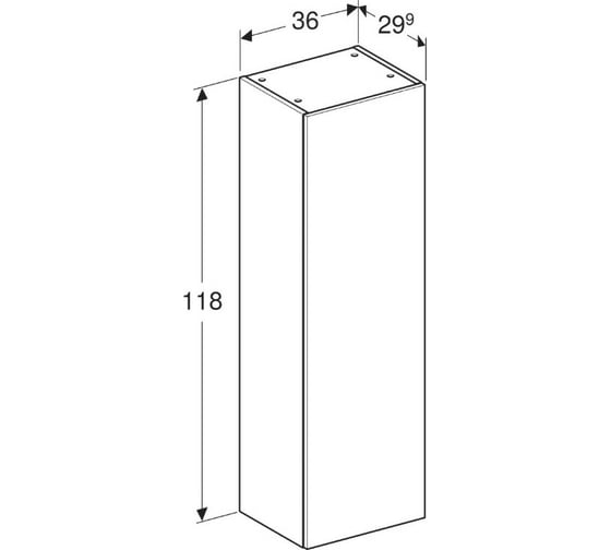 Шкафчик GEBERIT Smyle Square боковой высокий с одной дверцей 1180 мм 00000072071 500.361.JR.1