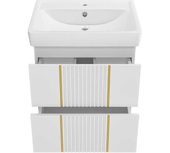 Тумба Brevita Vega 60 2 ящика, подвесная белая VEG-09060-0102Я