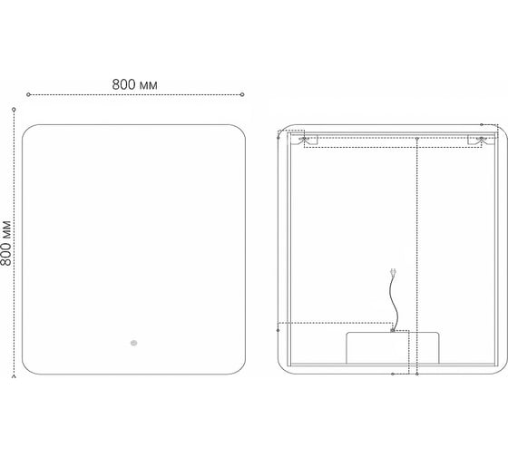 Зеркало Grossman ELEGANS-промо (800x800x45) LED с сенсорным выключателем 1780801