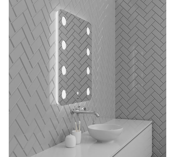 Зеркало Grossman NEON (700x800x45) LED с сенсорным выключателем и гравировкой 147080