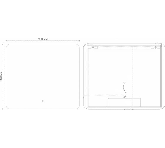 Зеркало Grossman ELEGANS-промо (900x800x45) LED с сенсорным выключателем 1790801