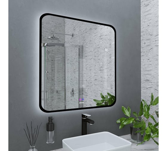 Зеркало Grossman ELEGANS-норма BLACK (800x800x45) LED с сенсорным выключателем и подогревом 1780802