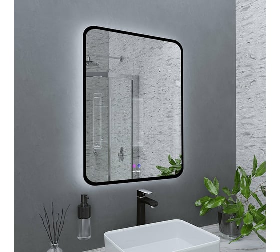 Зеркало Grossman ELEGANS-норма BLACK (700x800x45) LED с сенсорным выключателем и подогревом 1770802