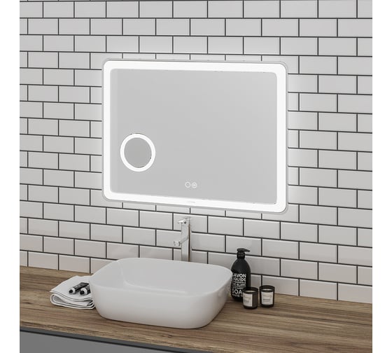 Зеркало Grossman LEO (800x800x45) LED с сенсорным выкл., гравировкой, подогревом и увеличительным стеклом 168080