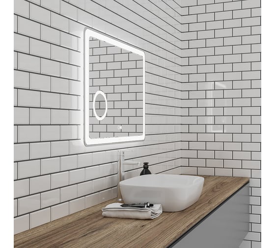 Зеркало Grossman LEO (800x800x45) LED с сенсорным выкл., гравировкой, подогревом и увеличительным стеклом 168080
