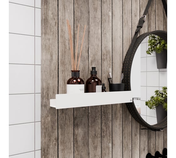 Полка для ванной комнаты INCANTOMETALLICO Rubino 45x10x6 см, белая, без сверления, на липучках rubino белые 1 шт