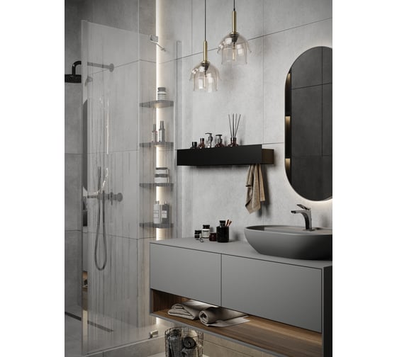 Металлическая полка для ванной комнаты INCANTOMETALLICO La perla 70x13x10, навесная, черная ПД tezza lava