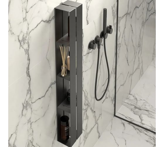 Полка для ванной комнаты INCANTOMETALLICO Angolare piccolo 77x17x11,5 см, металлическая навесная angolare piccolo черная