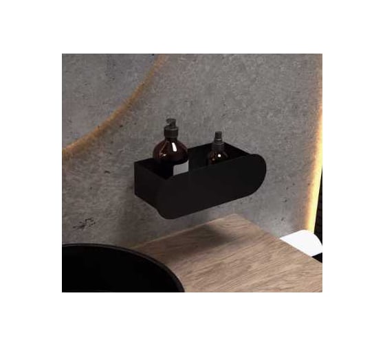 Полка для ванной комнаты INCANTOMETALLICO Smeraldo 30x10x10 см, металлическая, черная, на липучках Smeraldo глубина 10 черная 1