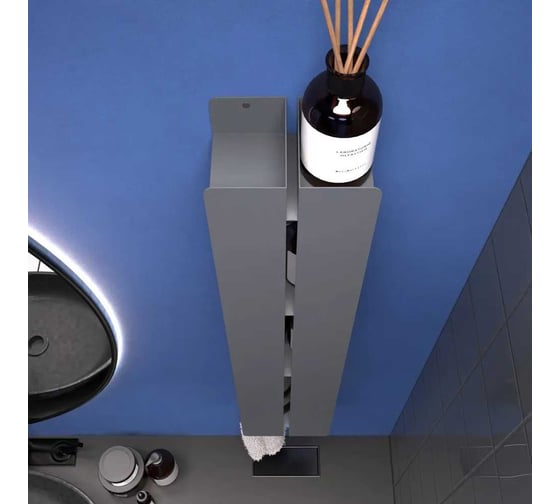 Полка для ванной комнаты INCANTOMETALLICO Tesoro piccolo 75x15x10, навесная, с крючками, металлическая, серая tesoro piccolo серая