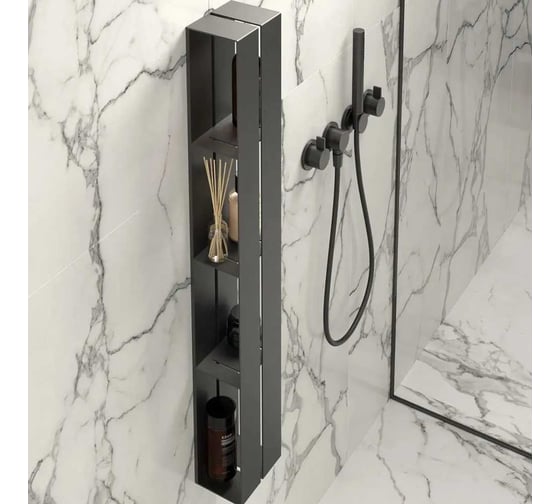 Полка для ванной комнаты INCANTOMETALLICO Tesoro angolare 100x15x10 см, металлическая, навесная, серая Tesoro angolare серая