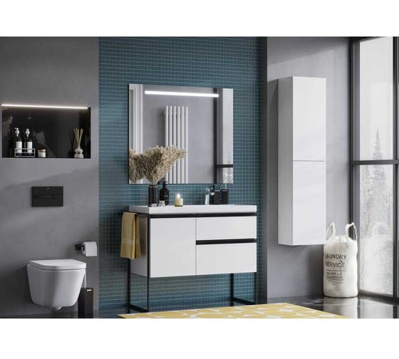 Тумба под раковину ROCA DOMI Gap Plus 100, 2 ящика, 1 дверца, белый глянец, правая 7857627806