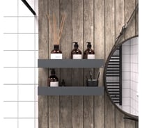Полки для ванной комнаты INCANTOMETALLICO Rubino 45x10x6 см, набор 2 шт, металлические серые, без сверления на липучках rubino серые 2 шт