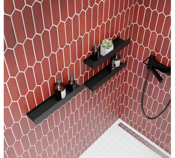 Полки для ванной комнаты INCANTOMETALLICO Rubino 45x10x6, набор 3 шт, металлические черные rubino черные 3 шт