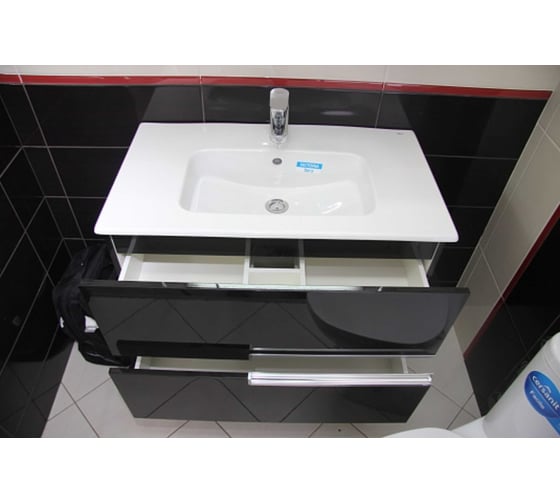 Тумба под раковину ROCA VICTORIA NORD Black Edition 80, черный глянец ZRU9000097