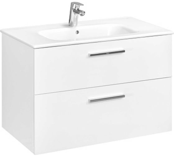 Тумба под раковину ROCA VICTORIA 80, 2 ящика, белый глянец A857470806