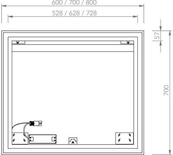 Зеркало RAVAK OBLONG I 700x700 белое, с подсветкой X000001563