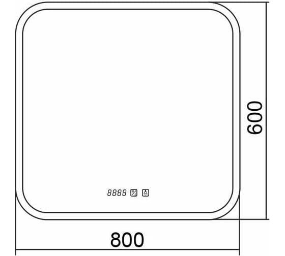 Зеркало Azario Стив New 800х600 см, bluetooth + подогрев + часы внешней настройки + сенсорный выключатель 00068751