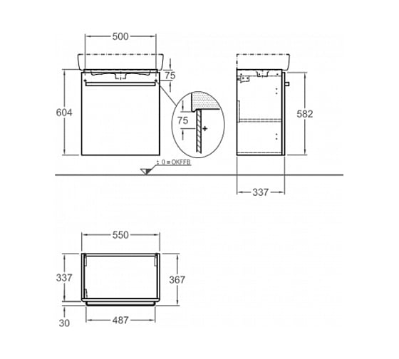 Шкафчик под раковину GEBERIT 862060000 Renova Compact 550х604х337 мм 00000045775