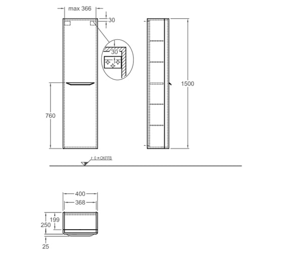 Шкафчик GEBERIT 824001000 myDay высокий 400x1500x250 мм, какао с молоком 00000044939