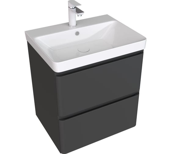 Тумба Aquanet Эмбер 60 2 ящ. цв.черный матовый (330466) 00330466 1