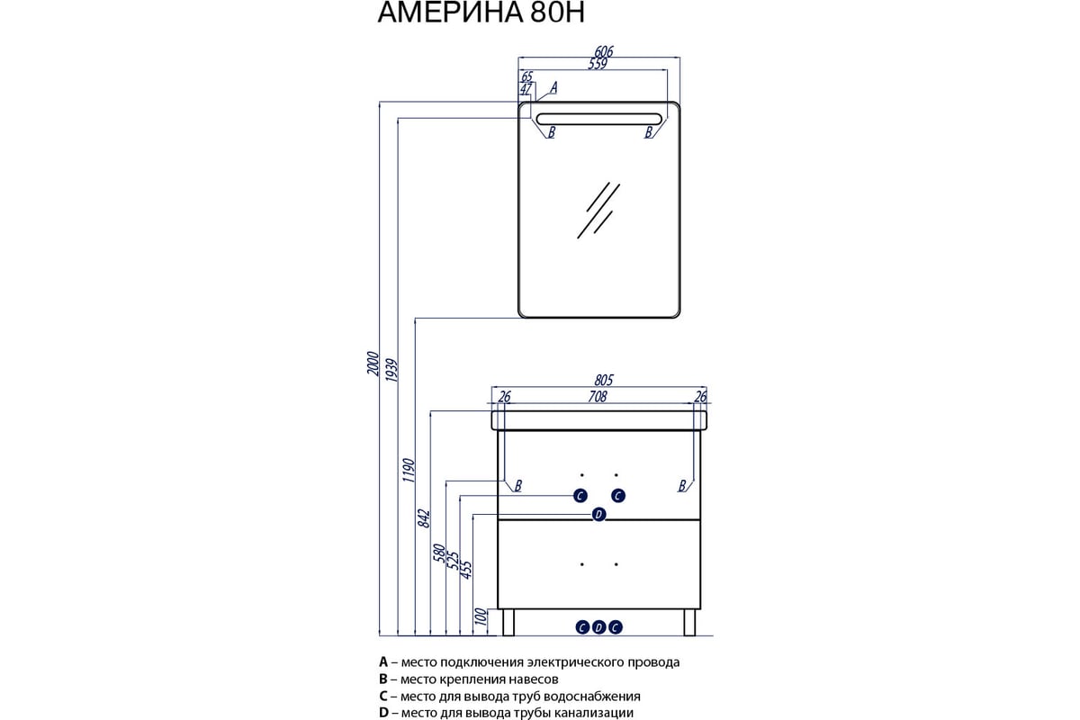 Тумба AQUATON Америна 80 Н раковина Тигода 80 00019189 - выгодная цена ...