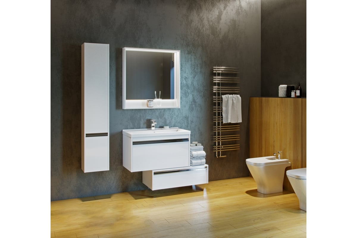 Подвесная тумба AQUATON Капри 60, умывальник Миранда 60 00051744 ...