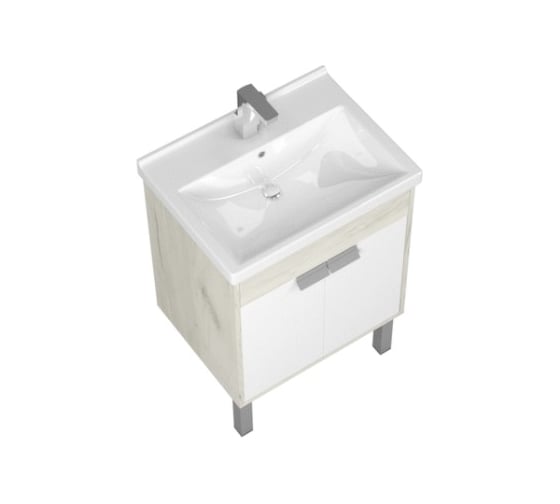 Тумба AQUATON Флай 60 белый, дуб крафт, Умывальник Миранда-60 00056766