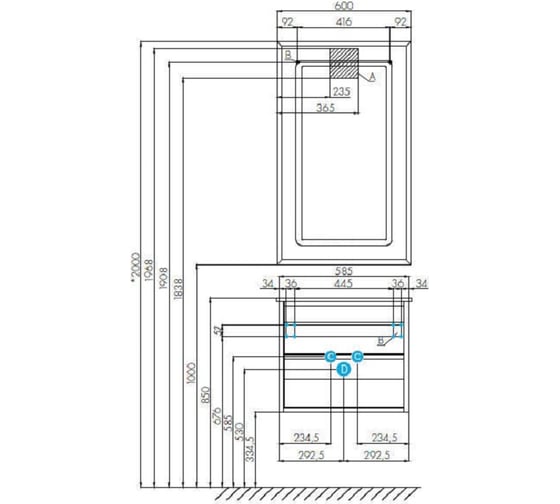 Тумба AQUATON РИМИНИ 60 черный глянец, VICTORIA-N 600х460 NEW 00060593