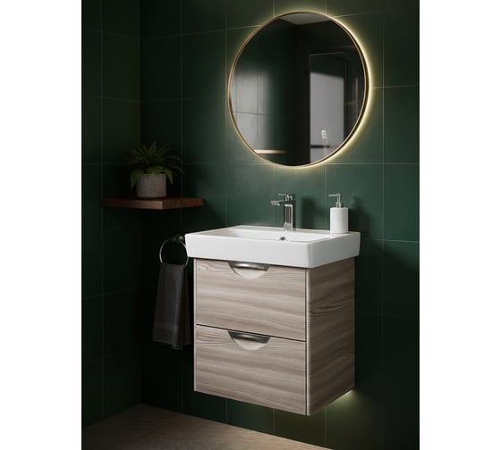 Тумба-Умывальник AQUATON СИЛЬВА 60 Дуб Фьорд Раковина Нео 60 00044300 1A211801SIW60 1