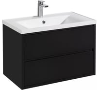 Тумба AQUATON РИМИНИ 80 черный глянец, раковина VICTORIA-N 800х460 NEW 00062230