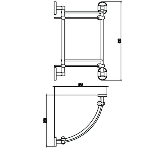 Полка Savol угловая, двойная, стеклянная, хром S-007073-2 23345