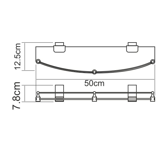 Стеклянная полка WasserKRAFT Lopau с бортиком K-6044