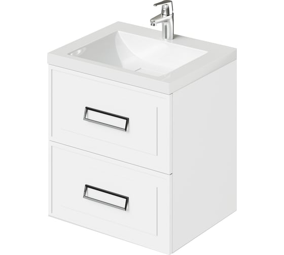 Подвесная тумба под раковину ИТАНА Pino 60 575x471x600 Белый матовый Soft touch 4657821041321