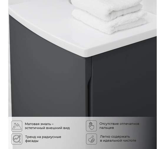 Полупенал с радиусными фасадами ИТАНА Arko 35 350x300x775 Эмаль Графит матовый 4657825875250