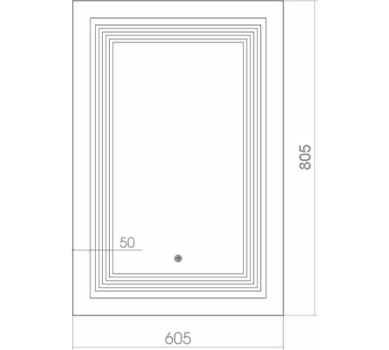 Зеркало Azario Магнум черный багет, 605x805 мм., сенсорное выключение ФР-00001435 00059190