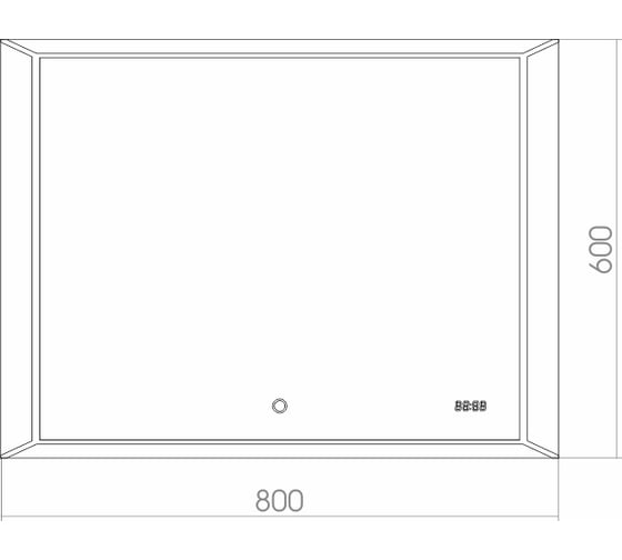 Зеркало Azario VOLL 800x600 мм., сенсорное выключение, часы ФР-00001399 00059242