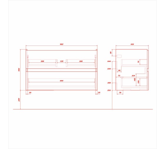 Тумба без раковины в ванную RUVANN DREVA 100 подвесная Т.DREVA.Д-100П