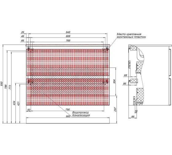 Тумба Aquanet Джейн 90 (Flat) цв.маренго (335430) 00335430