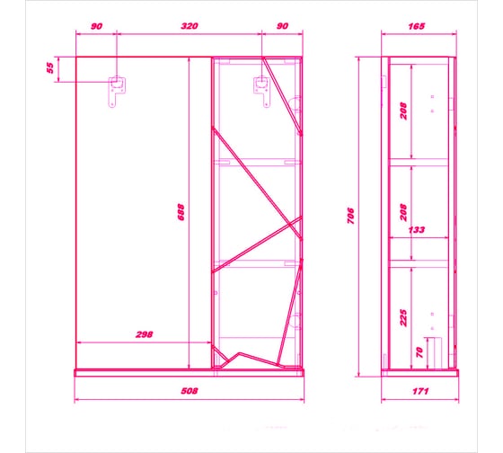 Зеркальный шкафчик YUTON 50 в ванную RUVANN З.YUTON.П-50
