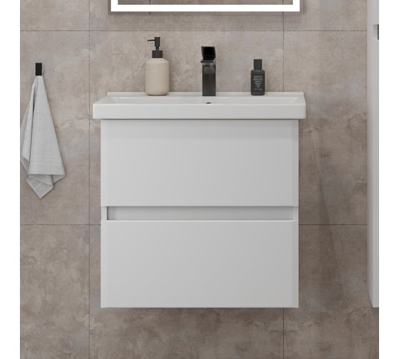 Тумба без раковины RUVANN WELLA 60 в ванную, подвесная Т.WELLA.П-60П