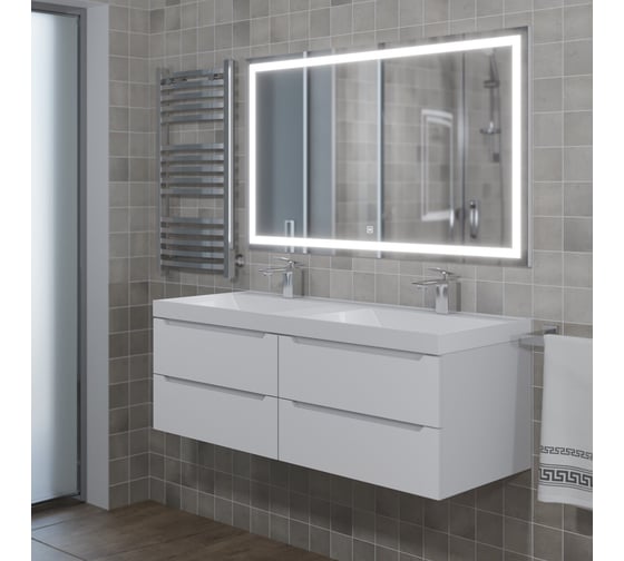 Подвесная тумба под двойную раковину для ванной uperwood Tanos 120x45x50 см, белая, 4 ящика 2910203301