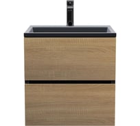 Тумба под раковину для ванной uperwood Barsa, 50 см, подвесная, черная/дуб сонома 2937205252