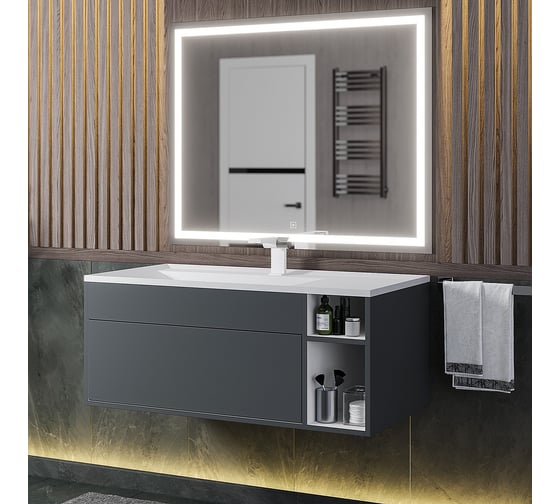Подвесная тумба под раковину для ванной uperwood Lotus Premium 100x50x42 см, серая 39340205465