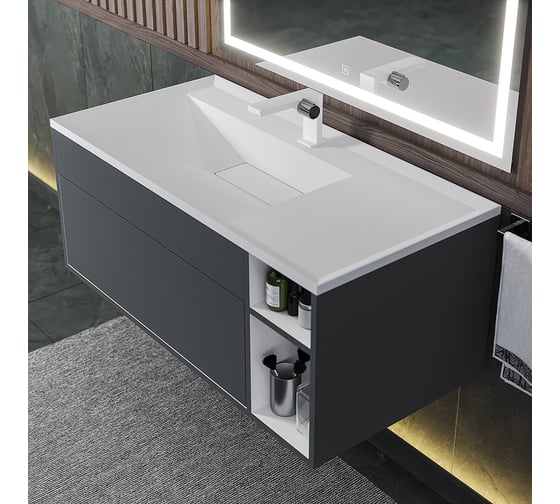Подвесная тумба под раковину для ванной uperwood Lotus Premium 100x50x42 см, серая 39340205465