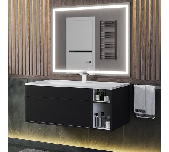 Подвесная тумба под раковину для ванной uperwood Lotus Premium 100x50x42 см, черная 39340205464