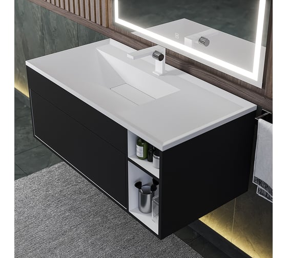 Подвесная тумба под раковину для ванной uperwood Lotus Premium 100x50x42 см, черная 39340205464