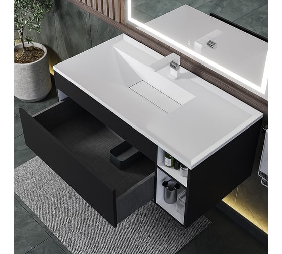 Подвесная тумба под раковину для ванной uperwood Lotus Premium 100x50x42 см, черная 39340205464