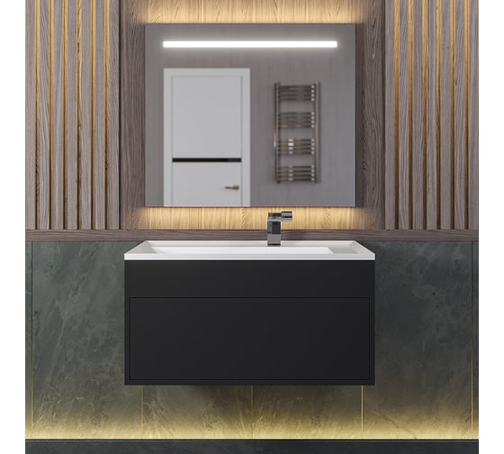 Подвесная тумба под раковину для ванной uperwood Lotus Premium 80x50x42 см, черная 39340205461